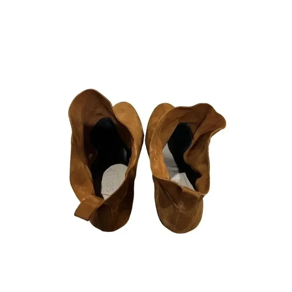 Sole Society Women's Laurel Ankle Booties Brown Suede‎ Size 8